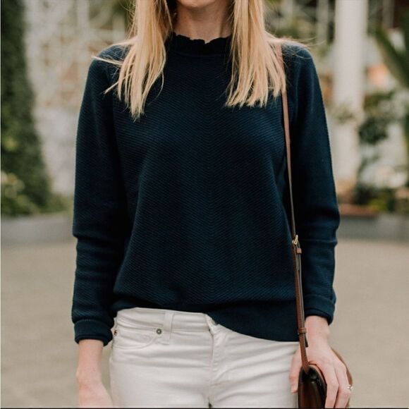 J Crew alpaca blend black sweater with ruffled color S - Picture 5 of 10